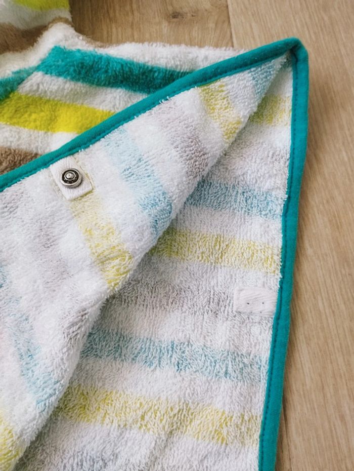 Serviette pancho rayé turquoise blanc jaune Kitchoun Kiabi - photo numéro 3