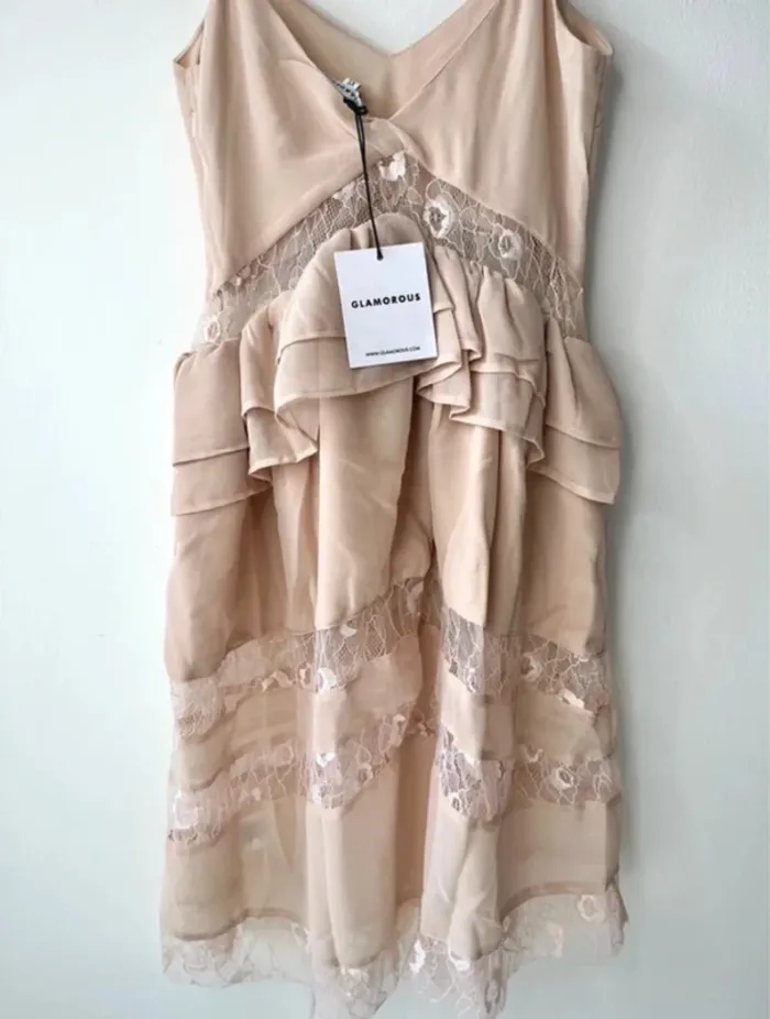 🎄 Magnifique Robe Glamorous - Beige-Rosé T/XS 🎄 - photo numéro 5