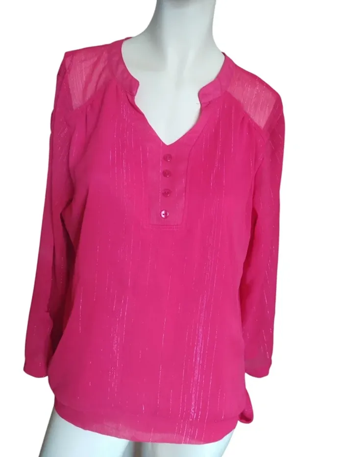 Top blouse rose pink fushia scottage