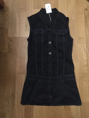 belle tunique bleu col mao superfine neuve 36