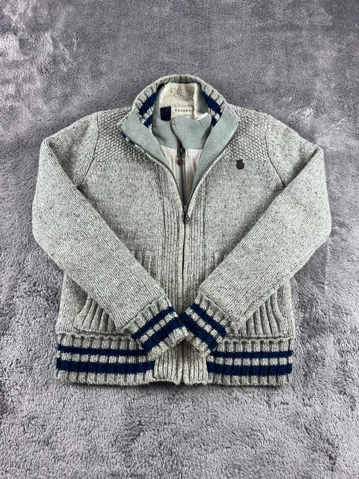 Veste zippée doublée polaire Kaporal beige et bleu – Taille S