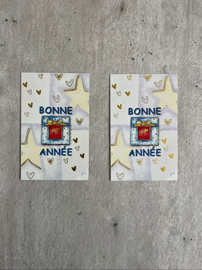 Lot 2 cartes bonne année coeur - photo numéro 3