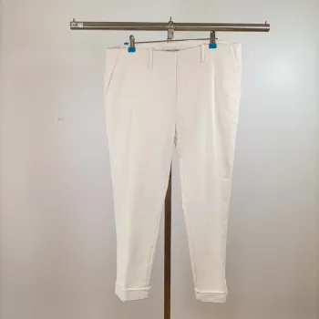 Pantalon blanc droit taille 42 Apostrophe chic classique élégant bas revers A1495