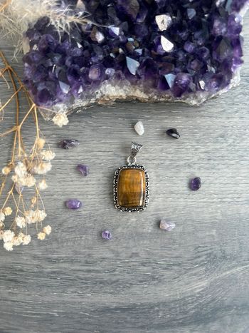 Pendentif en œil de tigre véritable d’Australie – Pierre naturelle