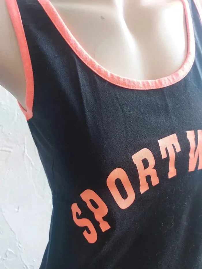 Débardeur Sportwear Noir et Orange Taille 38/40 - photo numéro 3