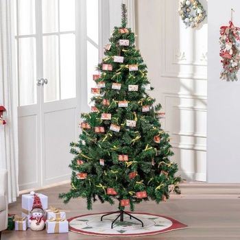 Sapin de Noël artificiel, décoration de Noël pliable avec branches robustes sur piédestal
