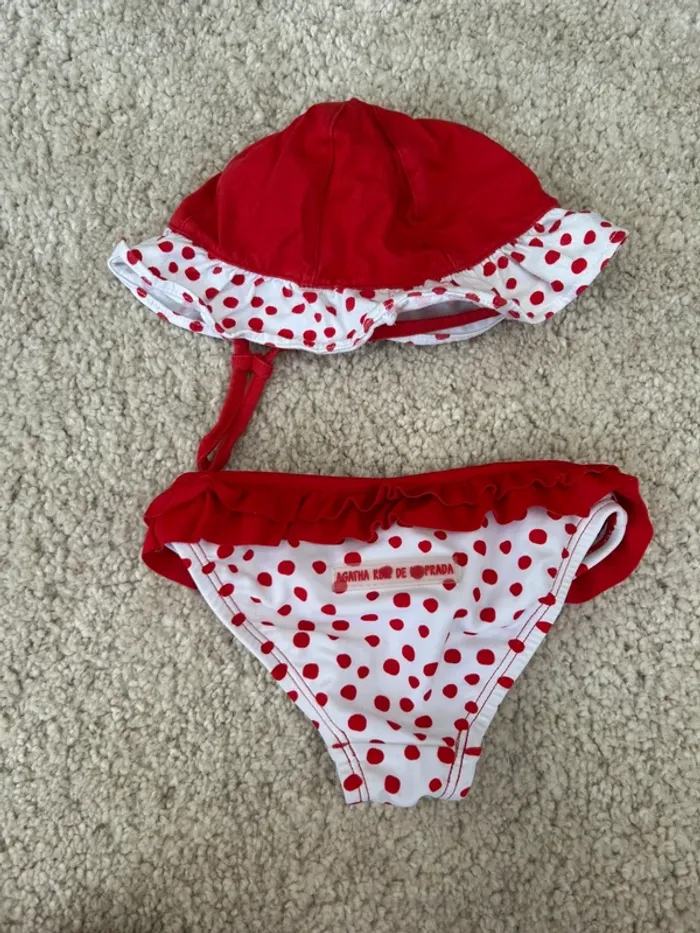 Lot chapeau et maillot de bain rouge fille - 6 mois - Agatha Ruiz de la Prada
