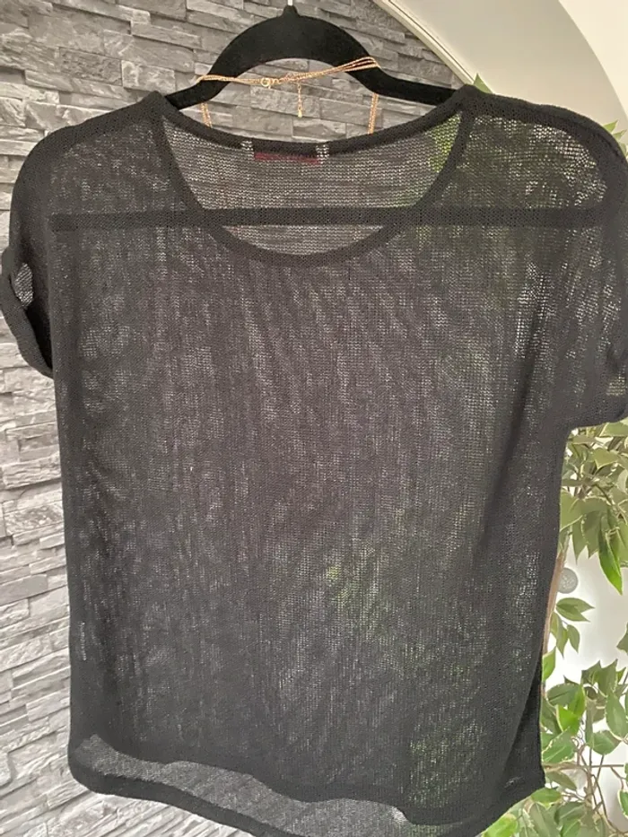 🤍🖤 sublime Blouse noire fluide transparente Camaïeu – Chic et légère – Taille 42 TBE 🤍🖤 - photo numéro 3