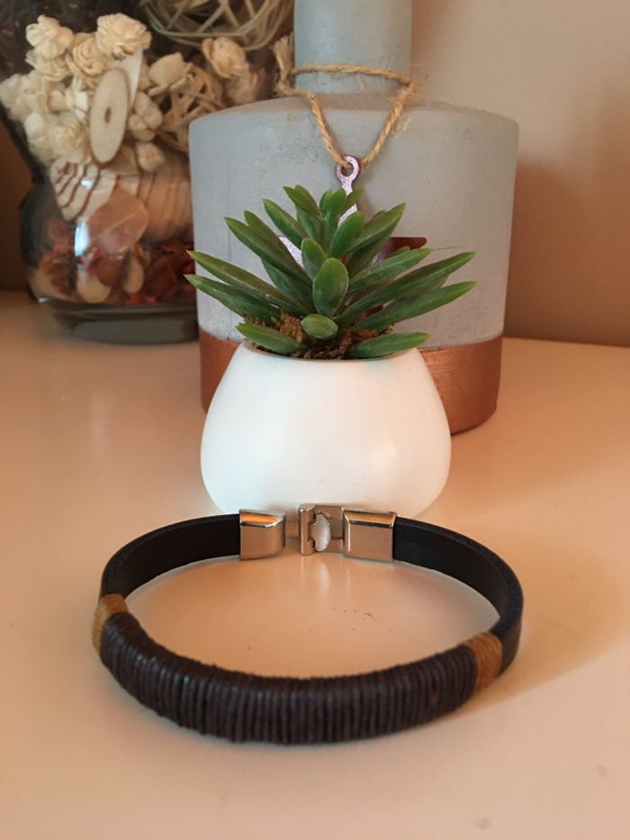 Bracelet cuir marron Homme idéal cadeau de Noël