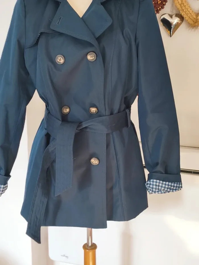 💋 trench court imperméable à doublure constastante vichy 🌀 neuf - photo numéro 6