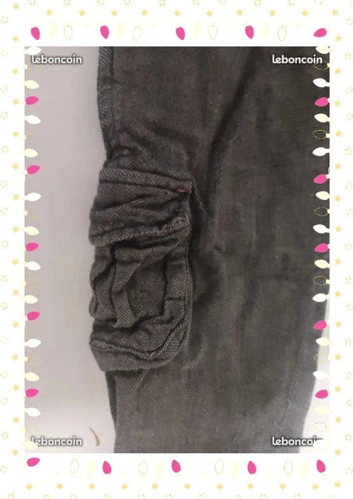 Pantalon cargo gris noir 3 ans avec poches sur les côtés marque bout'chou avec élastique a la taille - photo numéro 7