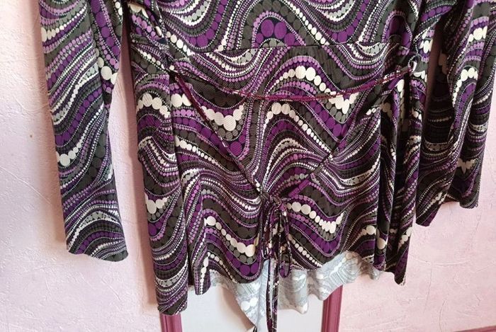 Haut noir imprimé violet gris Bréal T.3(40) - photo numéro 8
