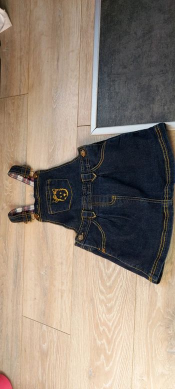 Robe salopette en jeans bleu fonce, élastique, Sergent Major, 4/5 ans  nickel