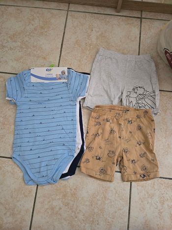 Lot bodys Manches courtes et shorts 24 mois