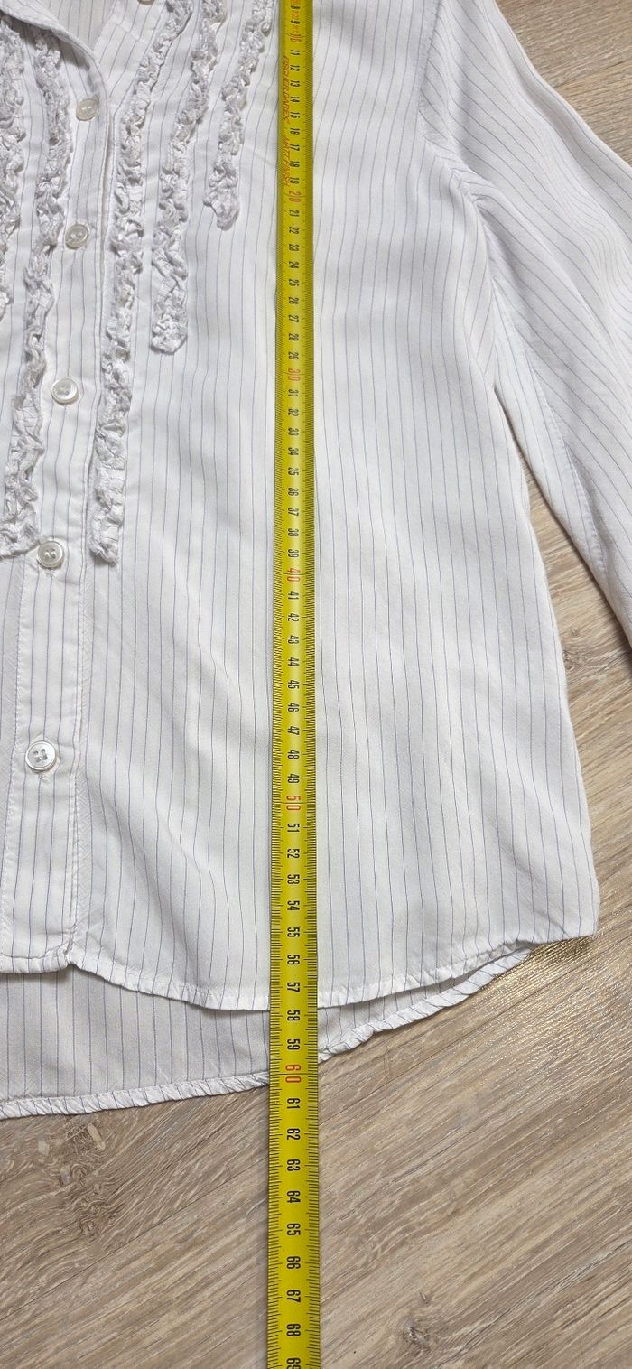 Chemisier Zara taille XS blanc à rayures en très bon état - photo numéro 6