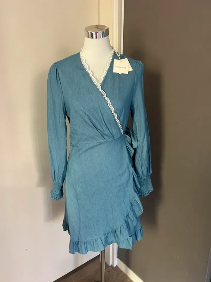 Cherry Paris robe portefeuille bleu denimjeans taille 3/40 - photo numéro 2