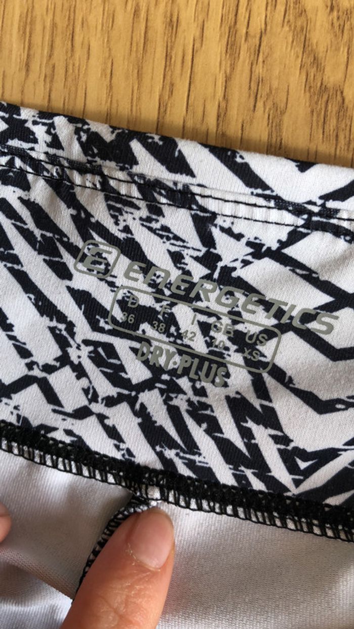 Llegging de sport mi long à rayures blanc et noir taille 36 energetics - photo numéro 5