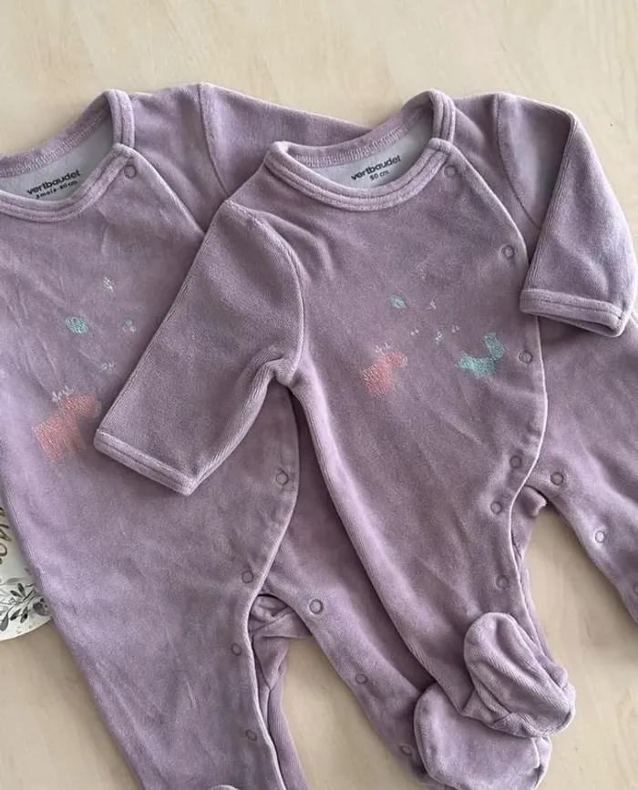 Lot de 2 pyjamas fille vertbaudet 1 et 3 mois 50-60 cm - photo numéro 4