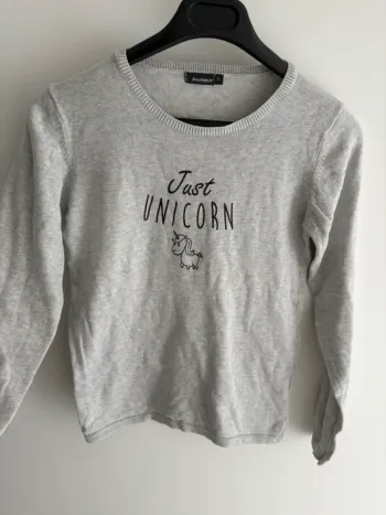 Pull fin 10 fille licorne