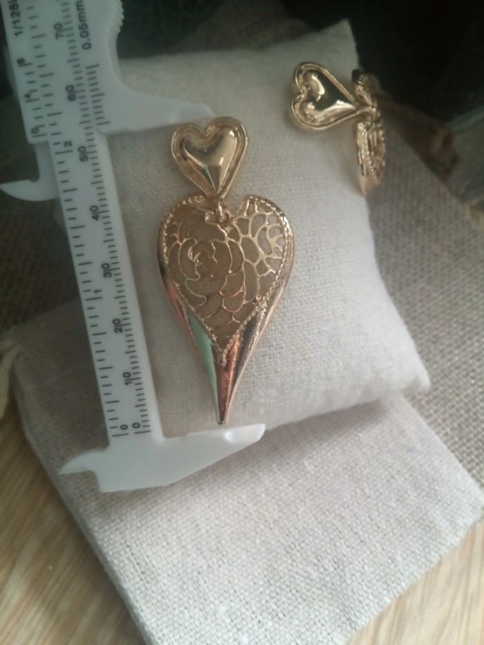 Boucles d'oreilles bohèmes coeurs - photo numéro 2