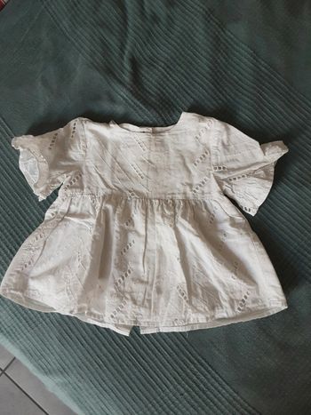 Chemise manches courtes brodé blanc coton été T. 2-3 ans (98cm)