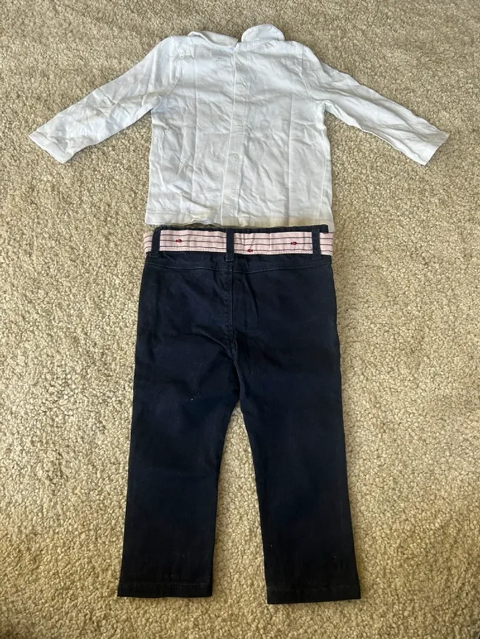 Lot : tenue demie saison pantalon et haut coton bio bébé fille - 12 mois - kiabi et kimadi - photo numéro 2