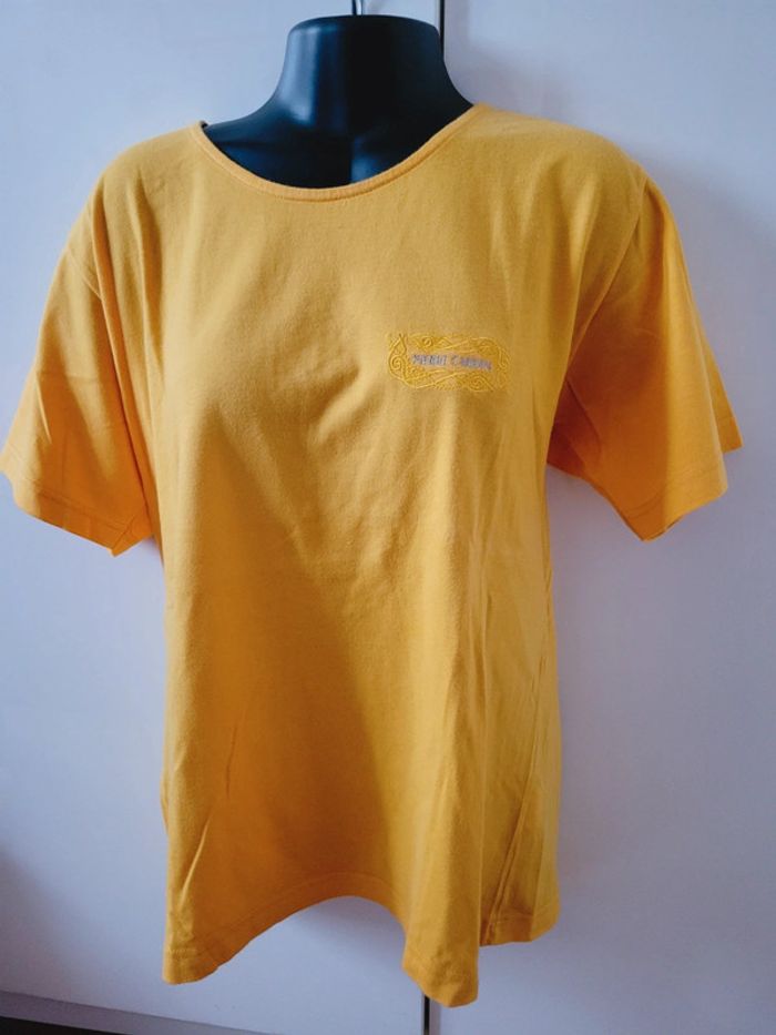 Haut Top tee shirt jaune Pierre Cardin taille XL 42 taille XXL 44 en 100% coton - photo numéro 3