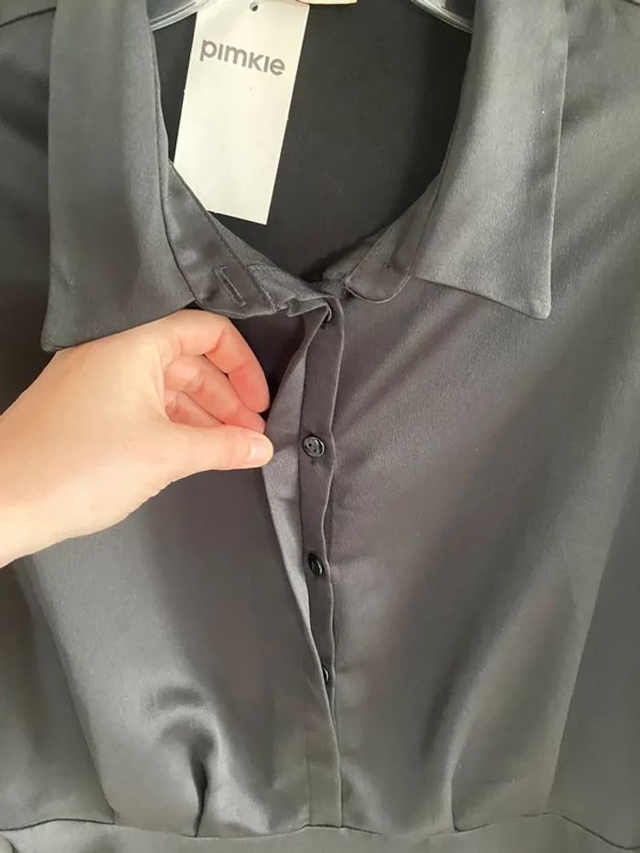 Robe chemise satiné noir pimkie - photo numéro 2