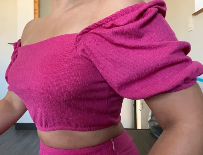 Ensemble crop top et pantalon rose sexy - photo numéro 2