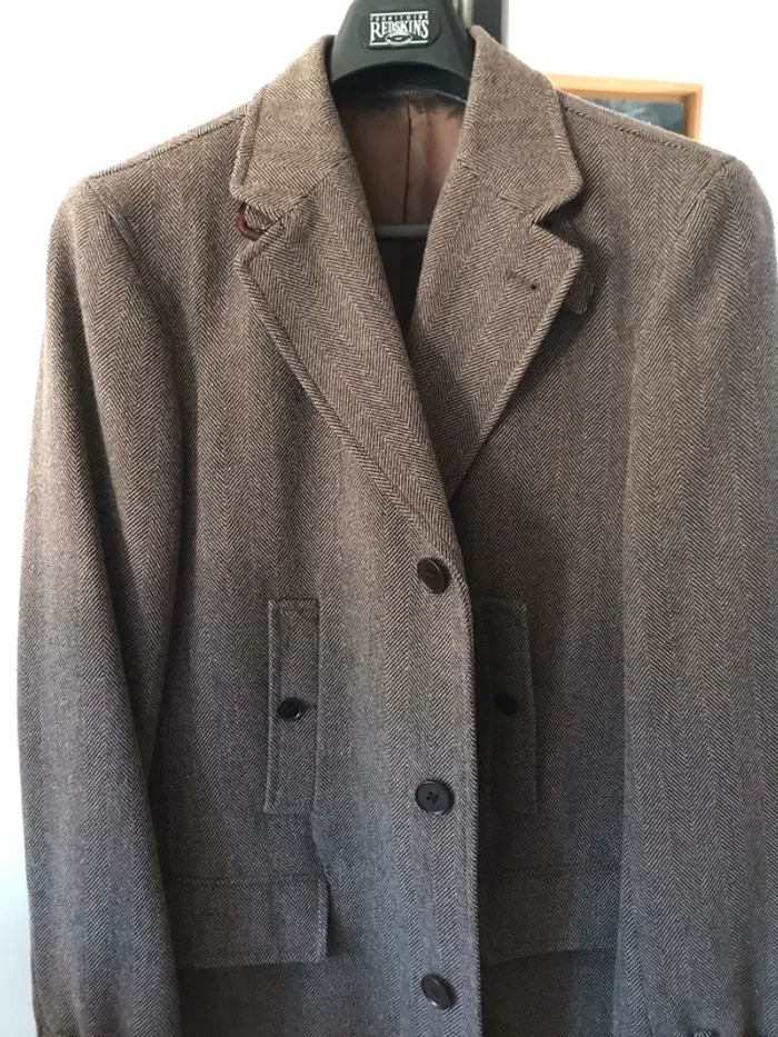 Manteau homme mi-long en lainage à chevrons - photo numéro 4