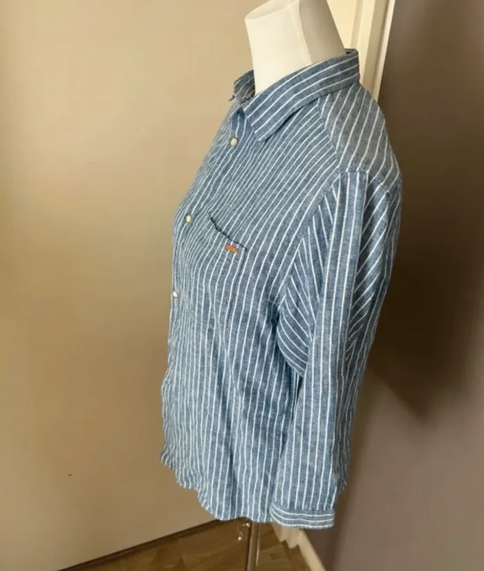 Zara kid, chemise rayée bleu taille 13/14 - photo numéro 3