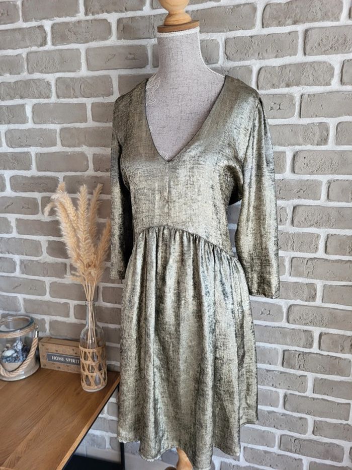 Robe fluide métallisée dorée - Vintage Love - Made in France - photo numéro 8