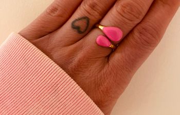 Bague ajustable doré gouttes rose acier inoxydable
