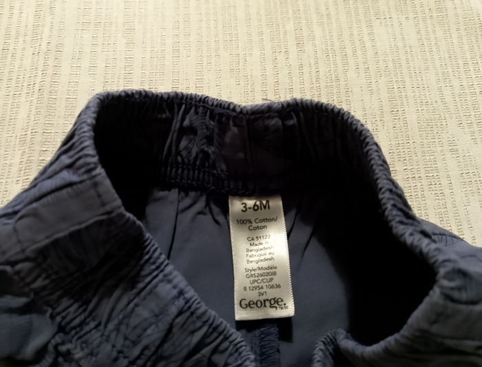 Short bébé bleu gris motif feuillage 3-6M coton Georges - photo numéro 2