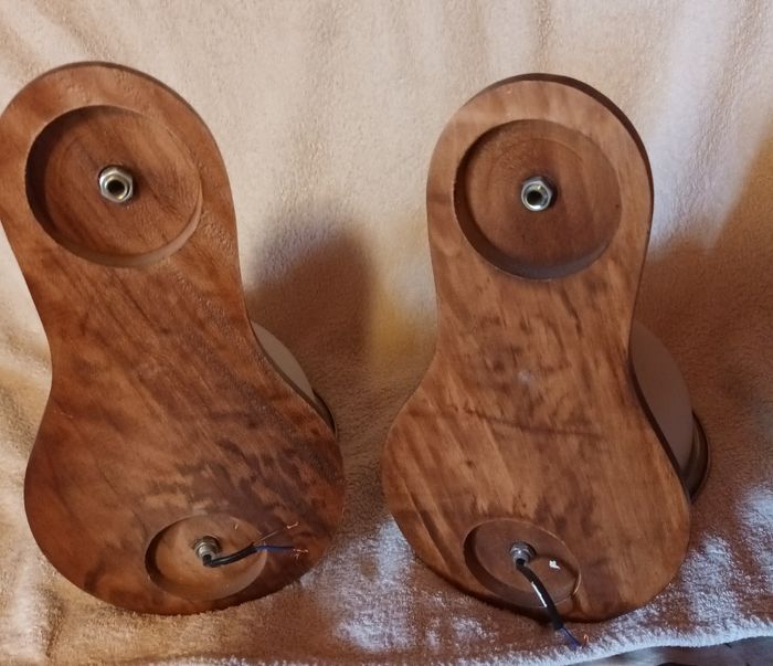 Lot 2 appliques Bois et verre blanc opaque - photo numéro 7