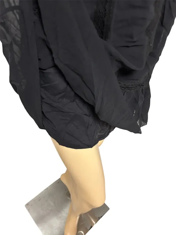 Robe Sezane Neuve avec Étiquette - Taille 36 - Soie Noire - photo numéro 13