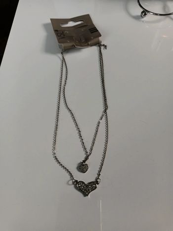 Collier double argenté fantaisie