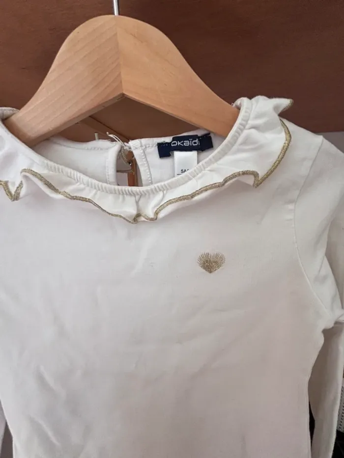 🤍 T-shirt avec col à manches longues• Okaïdi • 5 ans - photo numéro 4