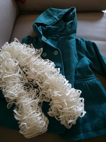 Veste drap de laine bleu canard 3 ans