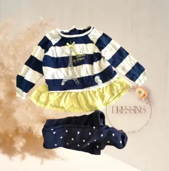 Robe fille Paris bleu marine 6 mois