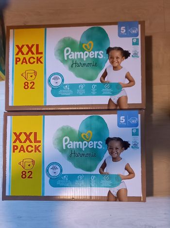 164 Couches Pampers Harmonie- Taille 5 - (2 cartons XXL Pack)