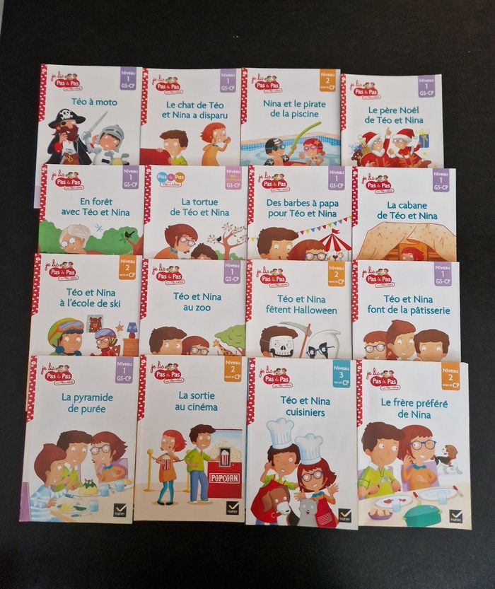 Lot de 16 livres cp téo et nina
