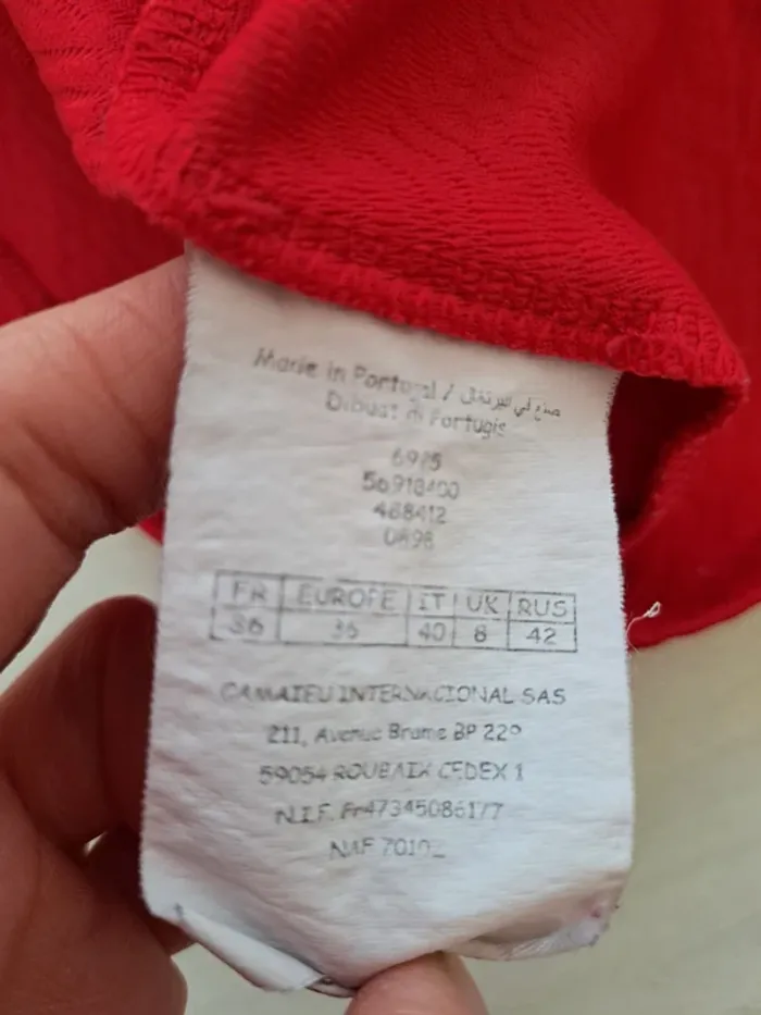 Robe rouge Camaïeu - patineuse - taille 36 - dos nu - décolleté en V - printemps été - photo numéro 7