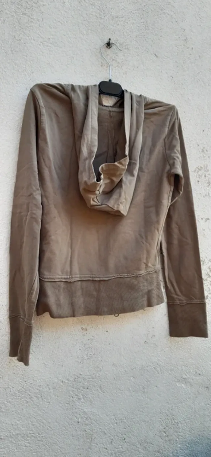 Sweat zippé kaki taille 1 à capuche - photo numéro 4