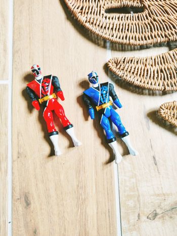 🙅 Power rangers ninja steel lot de 2 figurines rangers rouge et bleu marque bandai