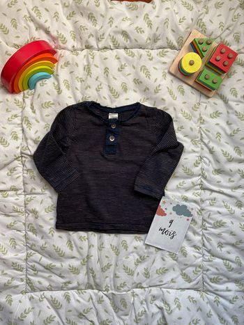teeshirt manches longues marine rayé marron H&M 9/12 mois