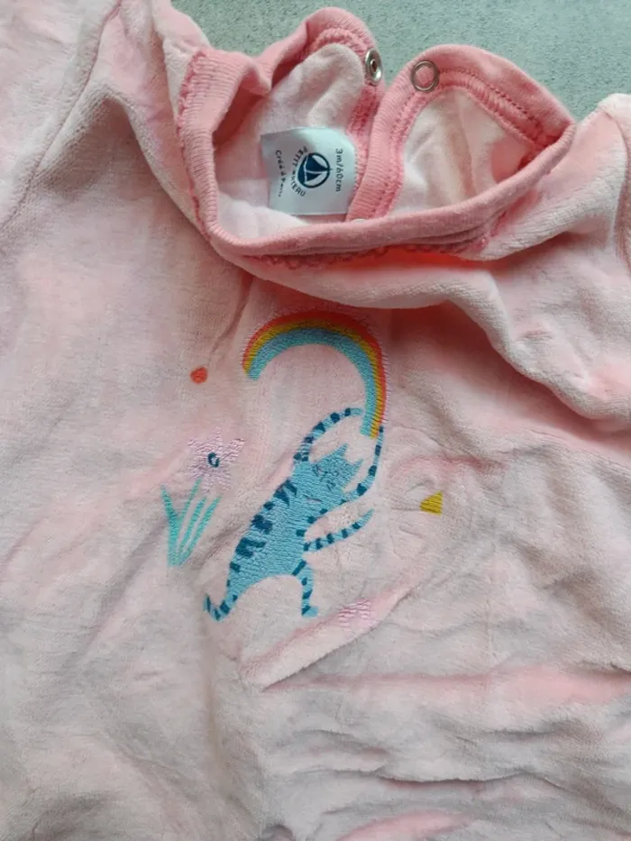 Pyjama velours rose petit chat bleu petit bateau 60cm - photo numéro 2