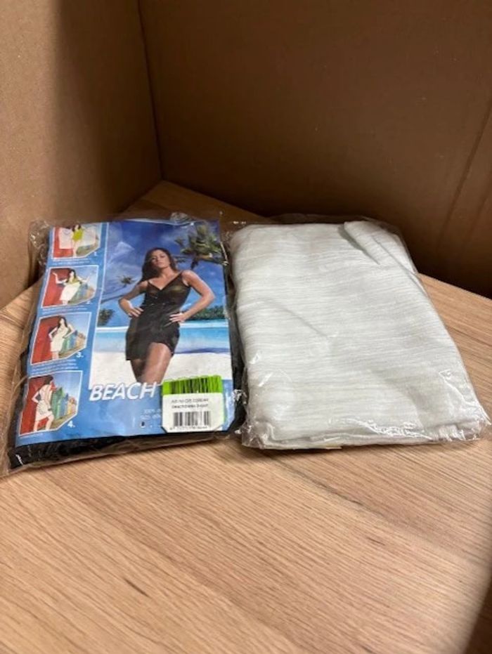 lot de 2 pareo robe de plage noire et blanc - photo numéro 5