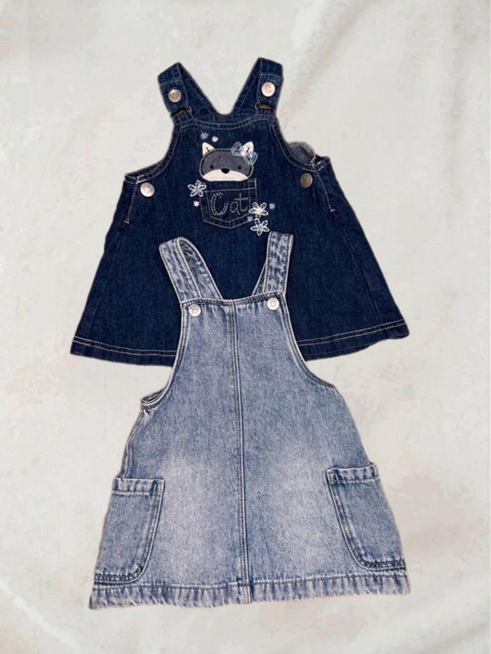 🌷Lot de 2 robes en jean bébé fille taille 6 mois🌷