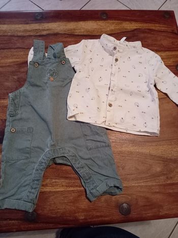 Ensemble salopette chemise 1mois